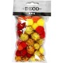Pompons - oranje - rood - geel - 48 st