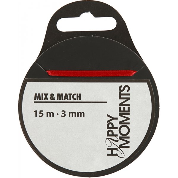 Satijnen lint - rood - B3 mm - 15 m