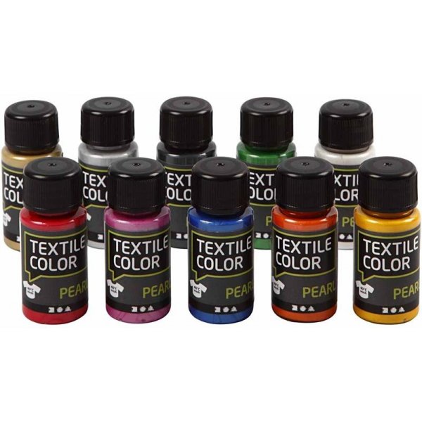 Textile Colour - gemengde kleuren - parelmoer - 10 x 50 ml Textile Colour - gemengde kleuren - parelmoer - 10 x 50 ml