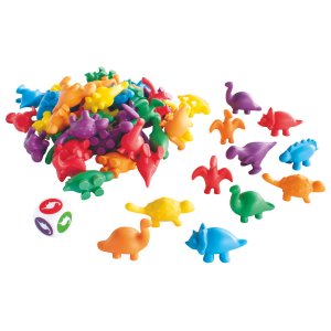 Dinosaurussen op kleur sorteren 14 cm Ø 10 cm - 60 stuks Dinosaurussen op kleur sorteren 14 cm Ø 10 cm - 60 stuks