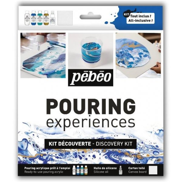 Gietverfset - Pebeo - All-inclusive set 4 x 59ml + siliconenolie 50ml
