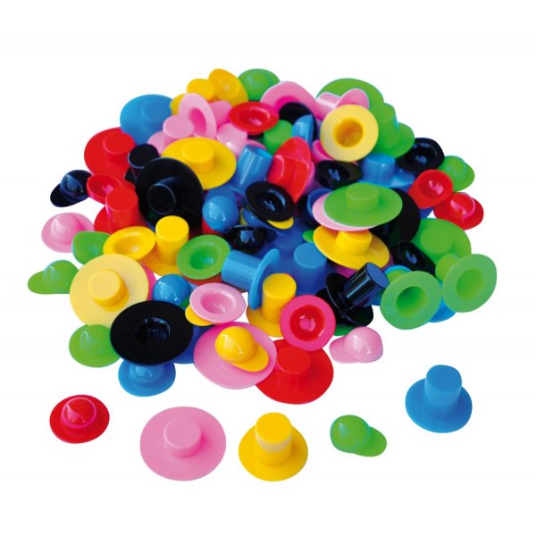Kunststof hoedjes 48 stuks mix