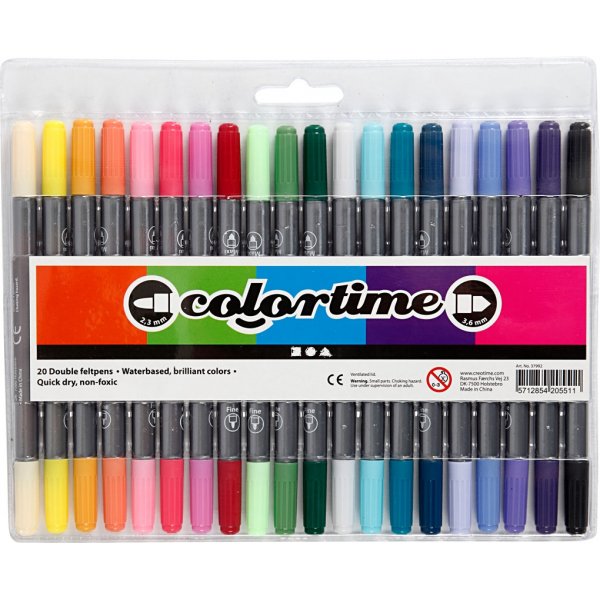 Colortime Dubbele marker - complementaire kleuren - 20 st Colortime Dubbele marker - complementaire kleuren - 20 st