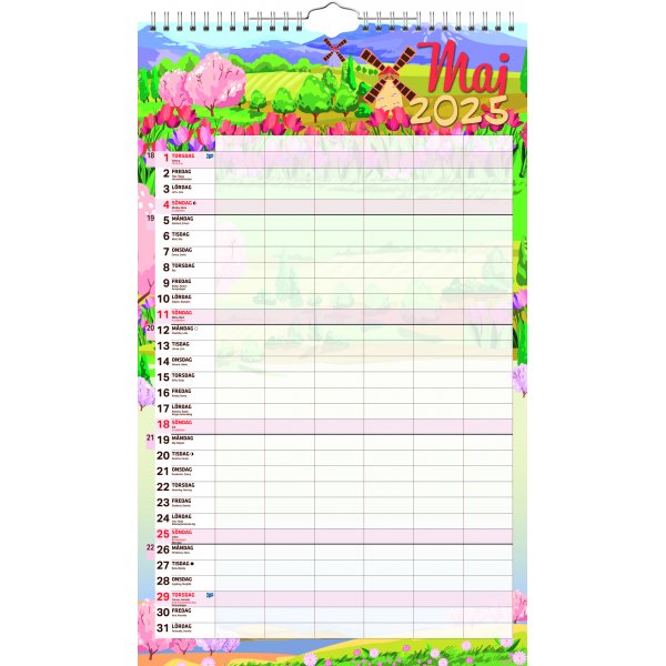 Familiekalender - 6 kolommen - 18 maanden Familiekalender - 6 kolommen - 18 maanden