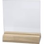Glasplaat met houten voet - 7,5 x 7,5 cm - 10 sets
