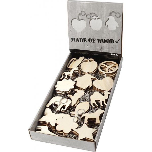 Sleutelhanger met houten bordje - 128 st