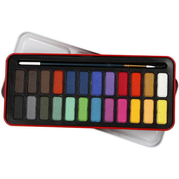 Aquarelset - gemengde kleuren - 24 st Aquarelset - gemengde kleuren - 24 st
