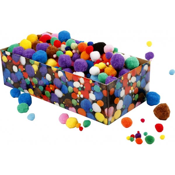 Pompons - gemengde kleuren - 200 g Pompons - gemengde kleuren - 200 g
