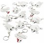 Textielfiguren met sleutelhanger - wit - 4 x 3 st