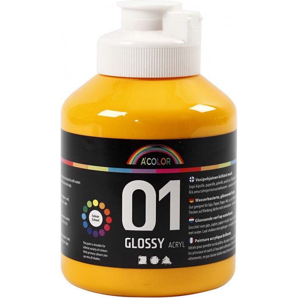 Schoolverf - Acryl - geel - glanzend - 500 ml Schoolverf - Acryl - geel - glanzend - 500 ml