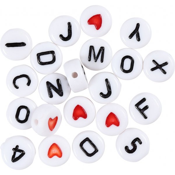 Letterkralen - zwart/wit - Ø7 mm - ca. 1500 st Letterkralen - zwart/wit - Ø7 mm - ca. 1500 st