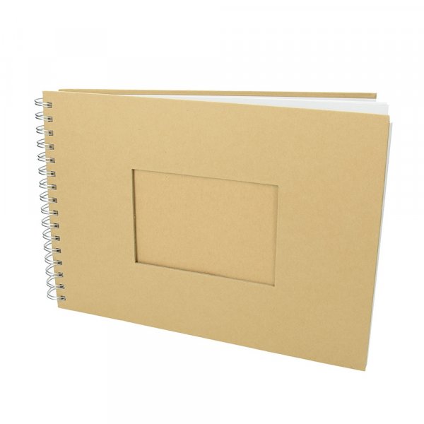 Album voor scrapbooking A 4 / 30 x 21,5 c - bruin 25 pagina's uitgesneden rechthoek