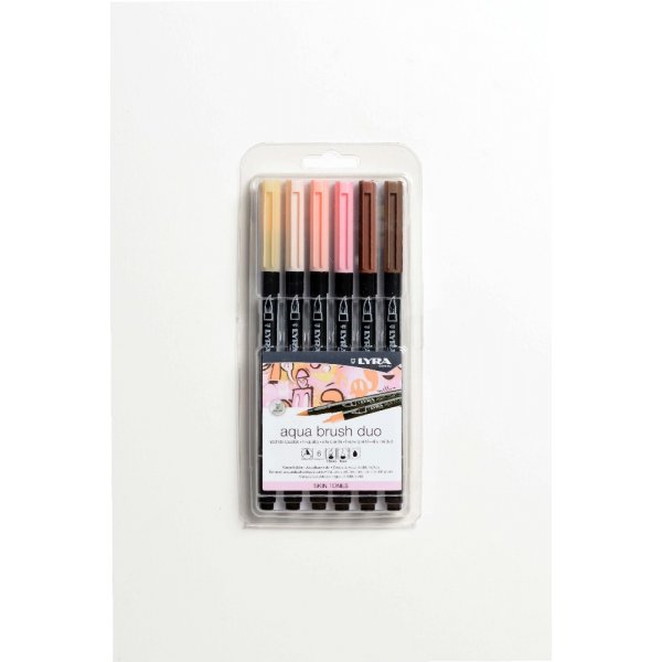 Aquarelpennen Aqua Brush Duo 6-pack - Huidtinten