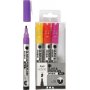 Glas- en porseleinstift - oranje - paars - lichtrood - geel - semi-dekkend - 1-2 mm - 4 stuks