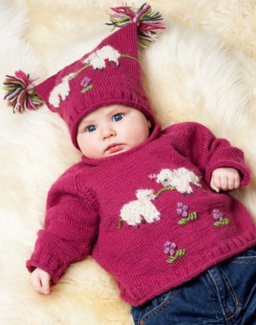 Breipatroon - Gebreide trui en muts met schapen