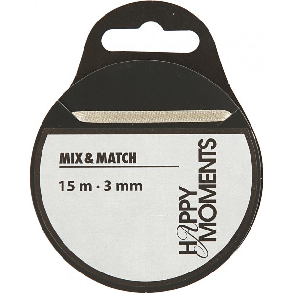 Satijnen lint - gebroken wit - B3 mm - 15 m Satijnen lint - gebroken wit - B3 mm - 15 m