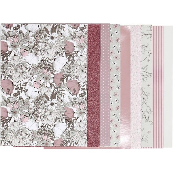 Vivi Gade designpapier in blokken - beige/roze - 24 vellen