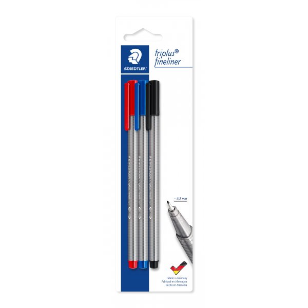 Fineliner Triplus 0,3 mm in etui - 3 Kleuren