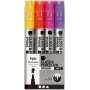Glas- en porseleinstift - oranje - paars - lichtrood - geel - semi-dekkend - 1-2 mm - 4 stuks