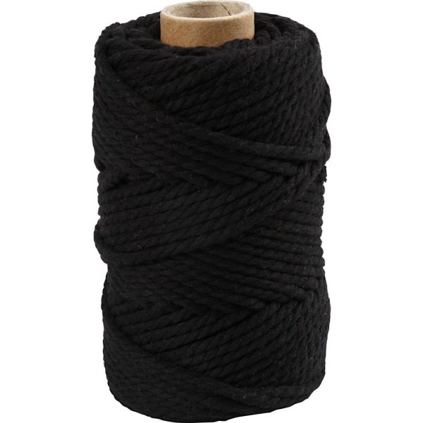 Macramgaren - zwart - 4 mm - 55 m