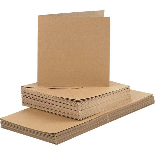 Kaarten en enveloppen - naturel 16 x 16 cm - 50 sets