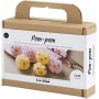 Mini DIY Kit Pompom, gemengde kleuren, Kippen