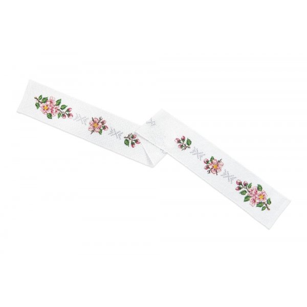 Borduurpakket Party strip - Roze bloemen
