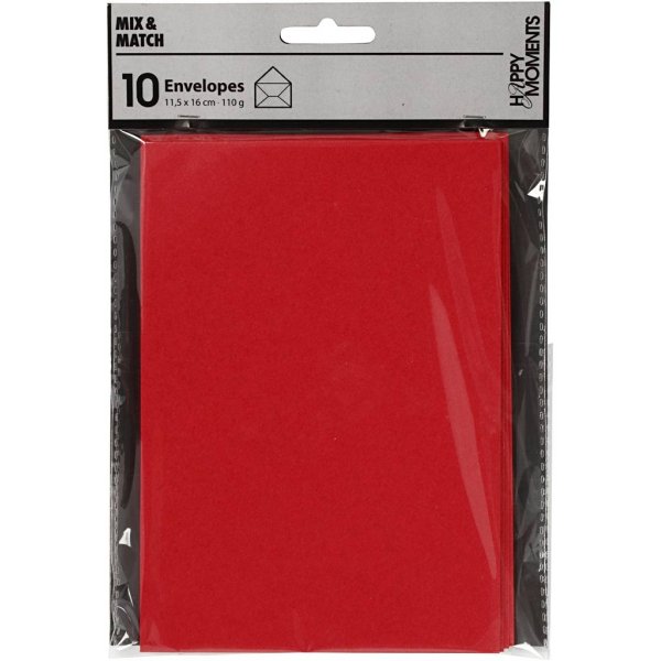 Envelop - rood - 11,5 x 16 cm - 10 st