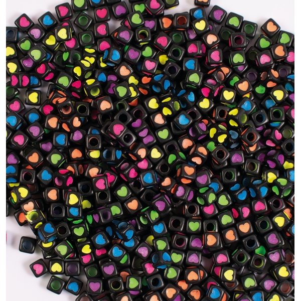 Parels neon hartjes - 300 st