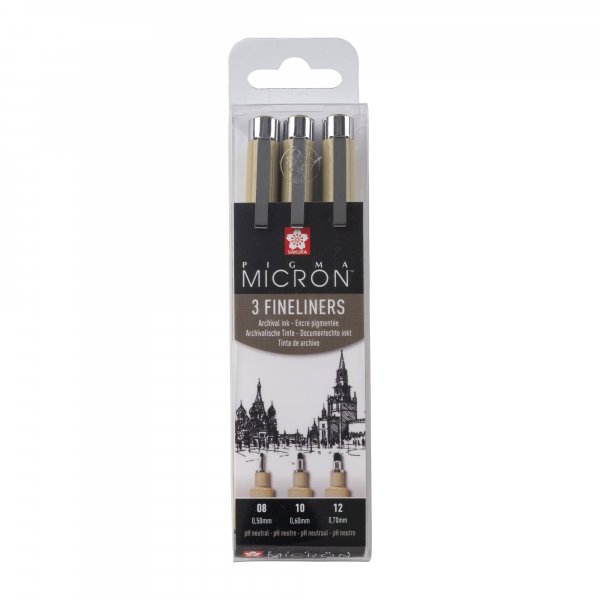 Fineliner Pigma Micron Set - 3 pennen (08, 10, 12)