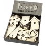 Houten decoraties 5 verschillende designs - 100 st
