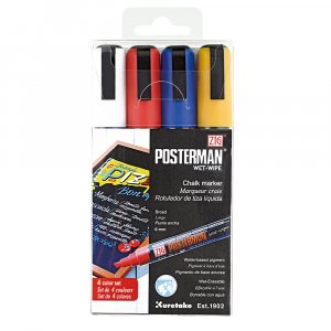 Markeerstift ZIG Posterman Wet-Wipe 6mm 4 stuks Markeerstift ZIG Posterman Wet-Wipe 6mm 4 stuks