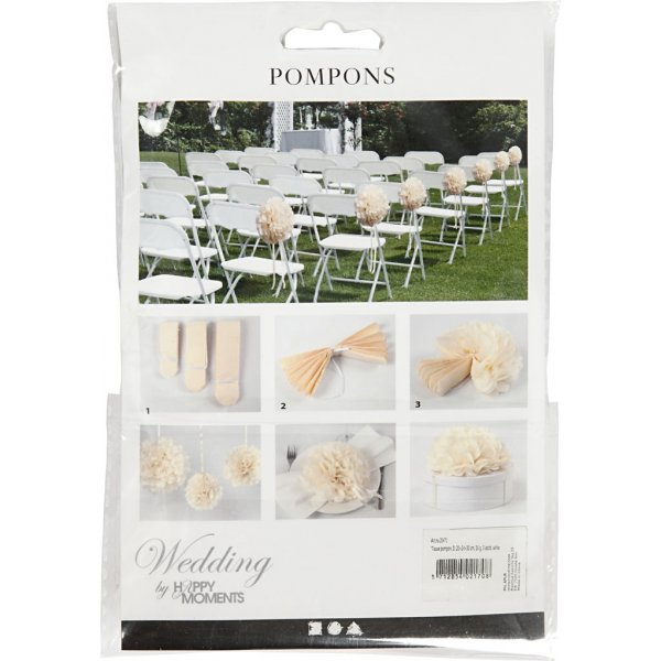 Papieren pompons - wit - 3 st Papieren pompons - wit - 3 st