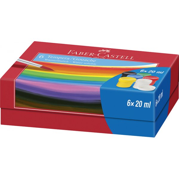 Kleurset - Faber-Castell - Tempera/Gouache kleur - 6 blikken van 20 ml