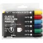 Markeerstiften voor glas en porselein - semi-dekkend - 6 st