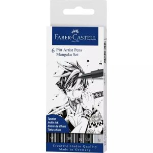 Tekenpennenset Faber-Castell Pitt Manga 6 pennen, - Mangaka Tekenpennenset Faber-Castell Pitt Manga 6 pennen, - Mangaka