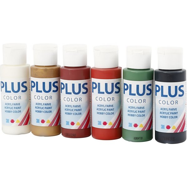 Plus Color Hobbyverf - Kerstkleuren - 6 x 60 ml Plus Color Hobbyverf - Kerstkleuren - 6 x 60 ml