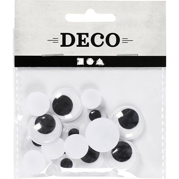 Beweegbare ogen - niet-klevend - Ø12+14+20 mm - 18 stuks Beweegbare ogen - niet-klevend - Ø12+14+20 mm - 18 stuks