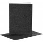Kaarten en enveloppen - zwart - glitter - 11,5 x 16,5 cm - 4 sets