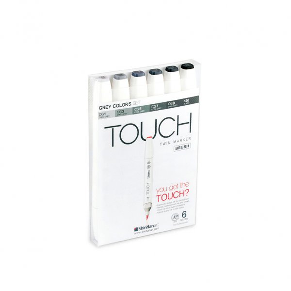 Touch Twin Brush Marker 6st - grijze kleur