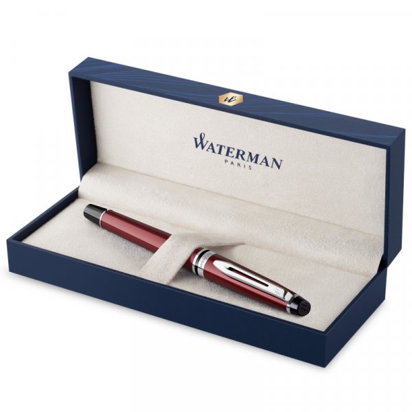 Vulpen Waterman Expert Donkerrood - Chromen Rand - Medium