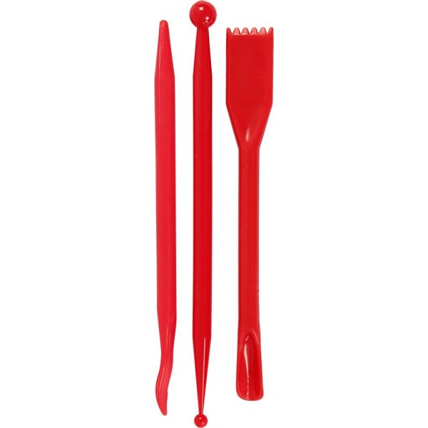 Boetseerstokjes - rood - 3 st