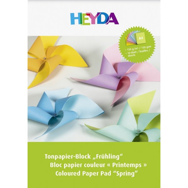 Blok gekleurd papier A4 130 g - 10 pagina\\\'s
