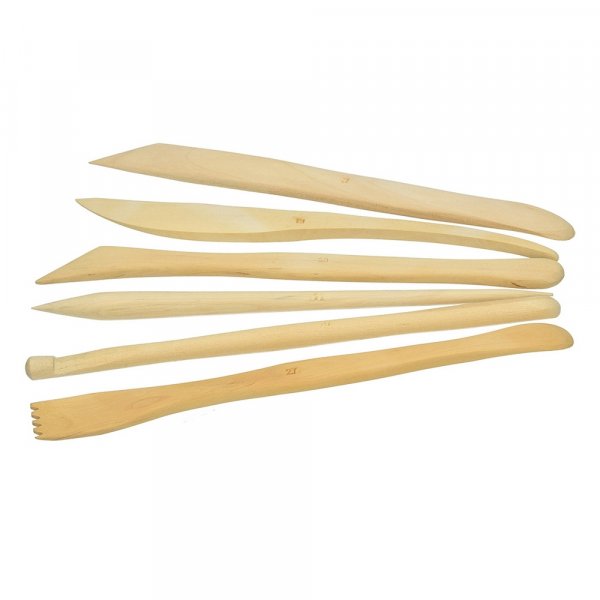 Boetseergereedschapset hout 20 cm - 6-delig