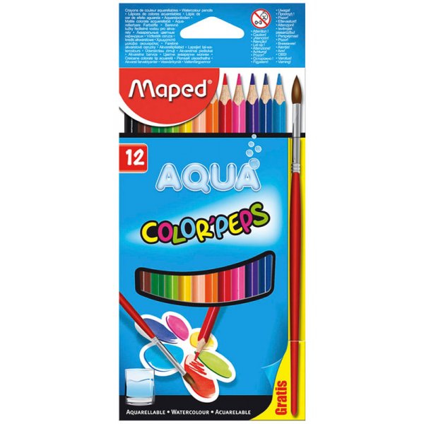 Kleurpotlodenset - Maped - Color'peps Aqua 12 potloden + penseel