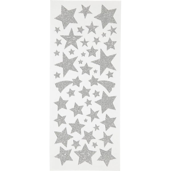 Glitterstickers - zilver - sterren - 2 vellen Glitterstickers - zilver - sterren - 2 vellen