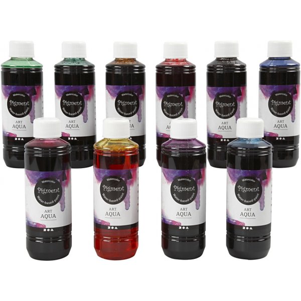 Vloeibare aquarelverf - gemengde kleuren - 10 x 250 ml Vloeibare aquarelverf - gemengde kleuren - 10 x 250 ml