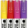 Glas- en porseleinstift - oranje - paars - lichtrood - geel - semi-dekkend - 1-2 mm - 4 stuks