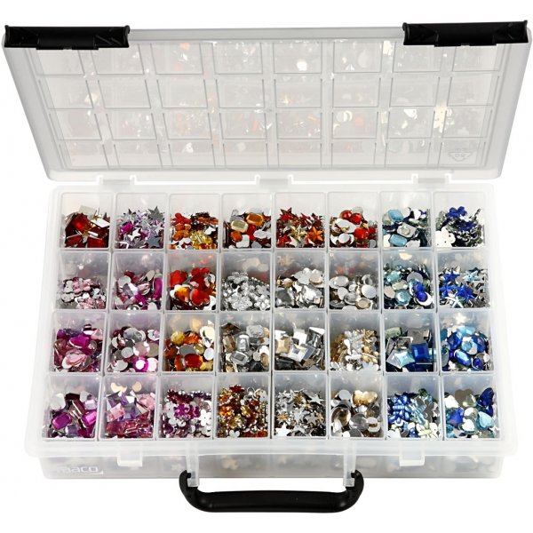 Strasstenen - gemengde kleuren - Ø6-16 mm - 32 x 360 st Strasstenen - gemengde kleuren - Ø6-16 mm - 32 x 360 st