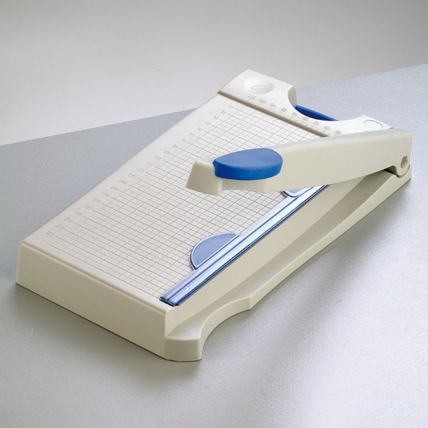 Papiersnijder met klaparm A4 / max. 22 cm - grijs/blauw meetnet/softgrip
